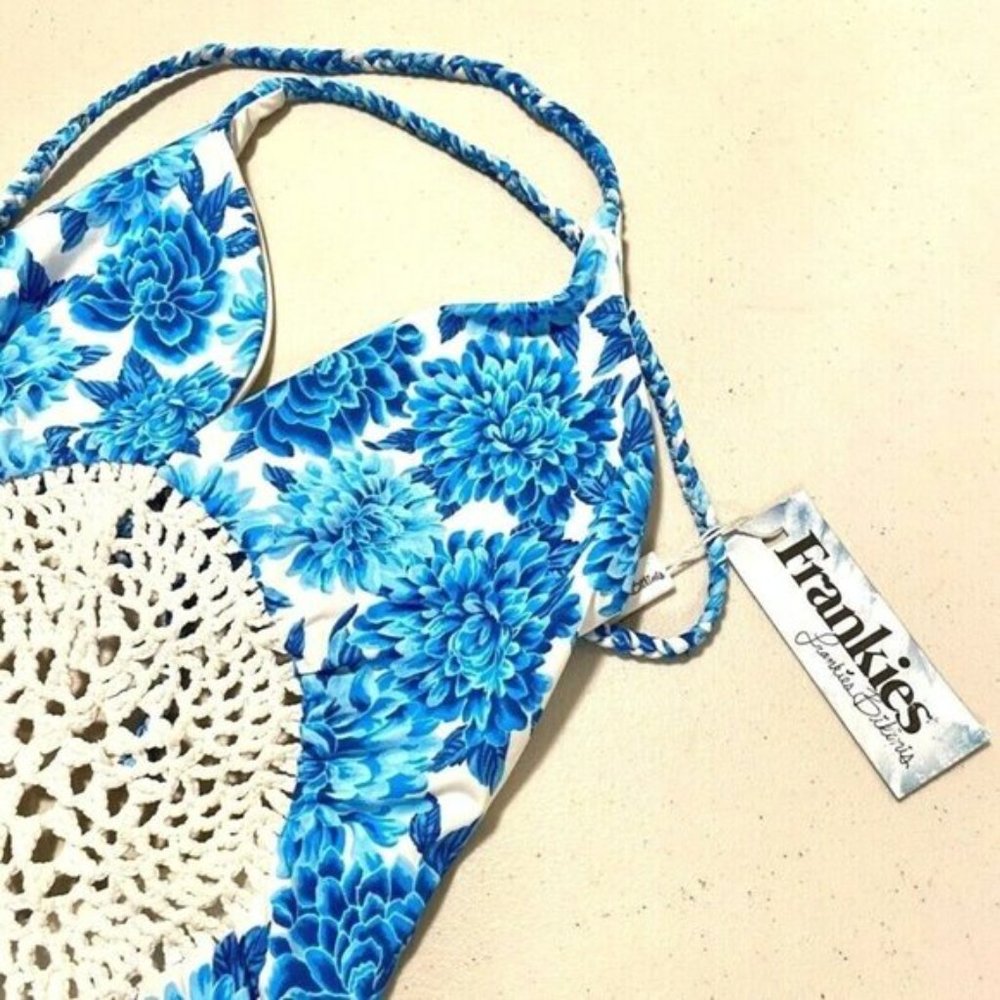 Frankies Bikinis Poppy Swimsuit Blue Crochet Boho